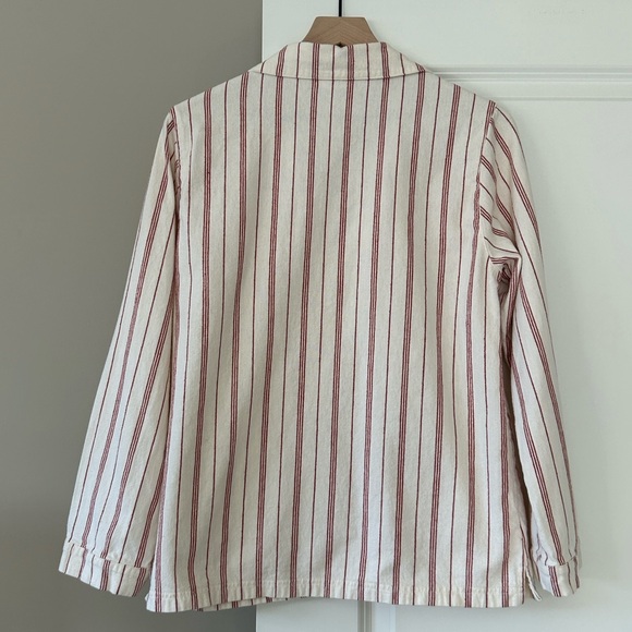 Garnet Hill Heritage Organic Cotton Pajama Top Red Stripes Sz S w MEASUREMENTS - Picture 6 of 12